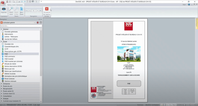 Edition de DQE avec DeviSOC