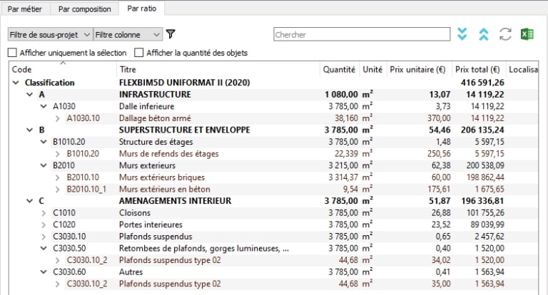 Amélioration des rapports et calculs de quantités JustBIM