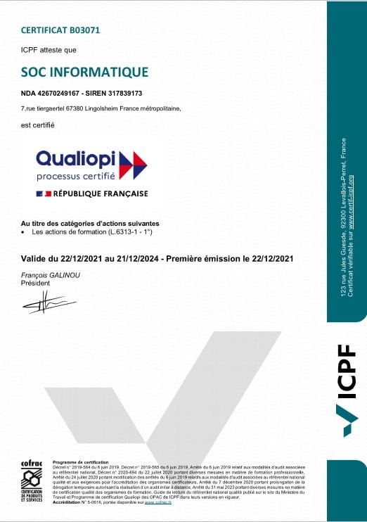 Certificat Qualiopi