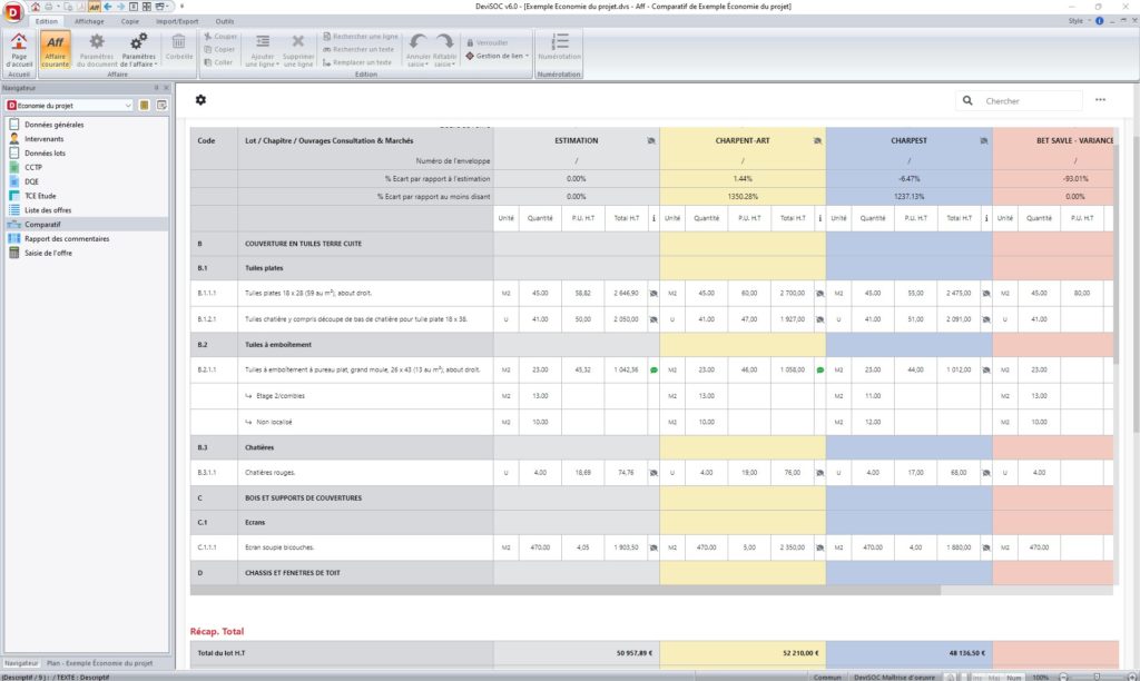 Comparatif des offres sur DeviSOC logiciel de rédaction CCTP