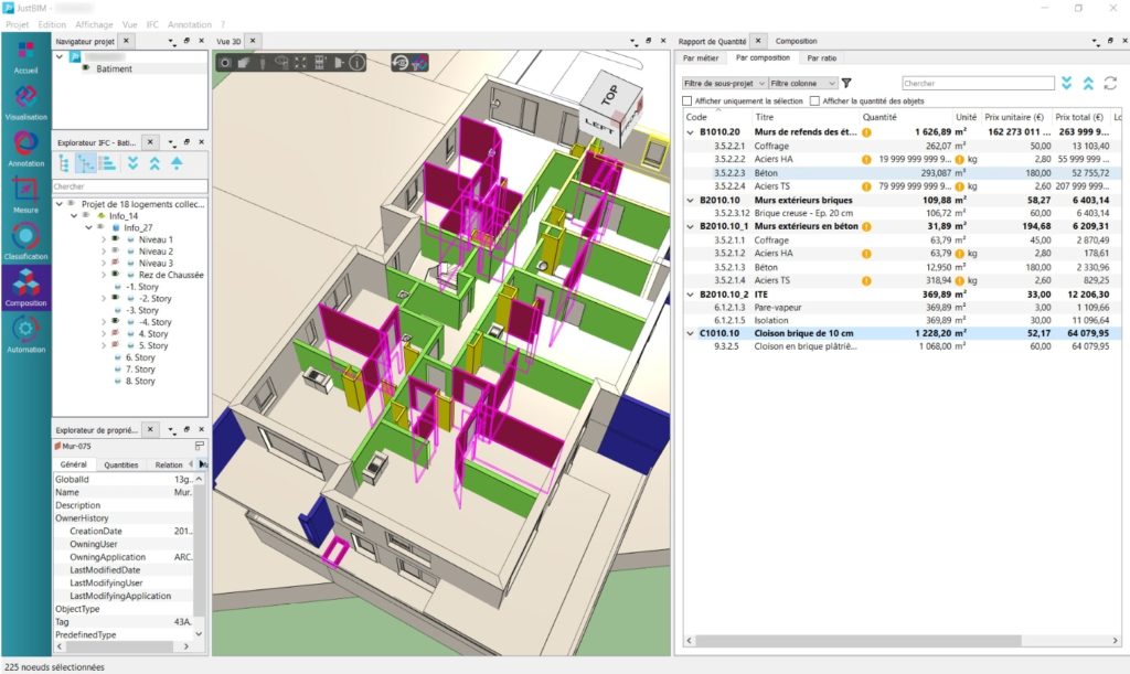 Nouveautés JustBIM logiciel de métrés et chiffrage