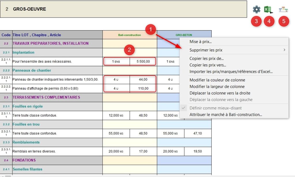 Saisie des offres DeviSOC logiciel de rédaction CCTP