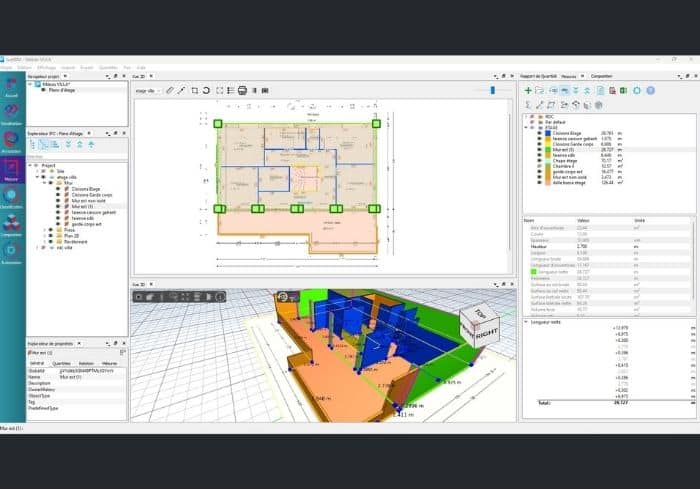 Fonctionnalités clés d’un bon logiciel de chiffrage IFC 1. Lecture native de fichiers IFC Ouverture de maquette Revit, ArchiCAD, Allplan… Filtrage des objets (murs, dalles, menuiseries, réseaux…) 2. Extraction des quantités automatisée Par lot, par type, par niveau ou par pièce Détection des doublons, contrôle des absences 3. Affectation des prestations Liaison objet IFC - ouvrage - clause - prix unitaire Connexion avec bibliothèques d’ouvrages (Bati CCTP, personnalisée) 4. Génération automatique des pièces écrites CCTP, DPGF, estimation, comparatif des offres Exports en Word, Excel, PDF