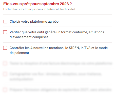 Checklist facturation électronique BTP